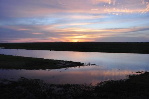 O fantástico entardecer no Hato El Cedral, na região dos llanos venezuelanos, perto da cidade de Mantecal